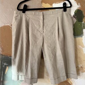 Beige Pleated Bermuda Short